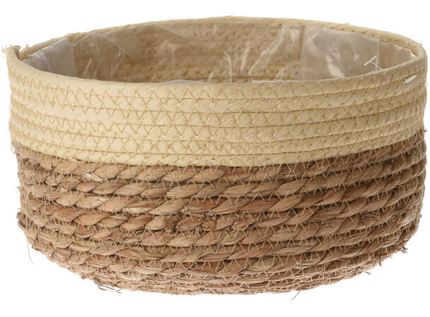Blomsterpotte flettet siv/maisblad s/2 Stor: 24,5x13cm Liten: 20x12cm 
