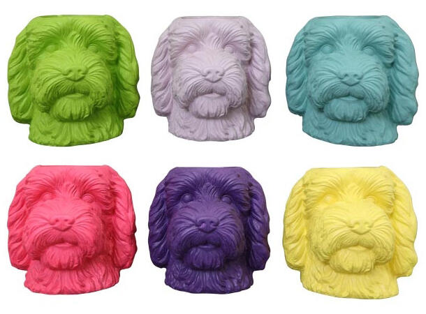 Blomsterpotte hund 25x22,5x24,5cm 6ass Magnesium,Forpakn. 6stk 