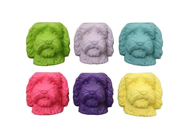 Blomsterpotte hund 25x22,5x24,5cm 6ass Magnesium,Forpakn. 6stk 