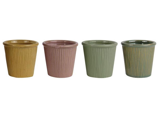 Blomsterpotte keramikk 11x11cm 4ass Forpk 12stk 