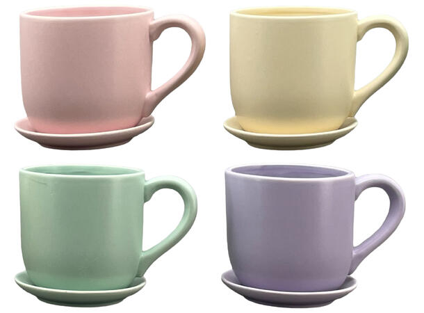 Blomsterpotte kopp pastell 15x11cm 4ass Forpk 8stk  keramikk 