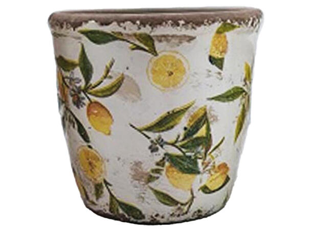 Blomsterpotte m/sitron keramikk 15x13cm 