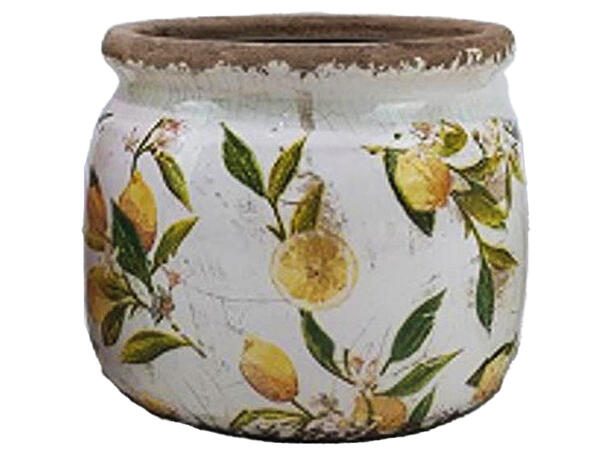 Blomsterpotte m/sitron keramikk 16x13cm 
