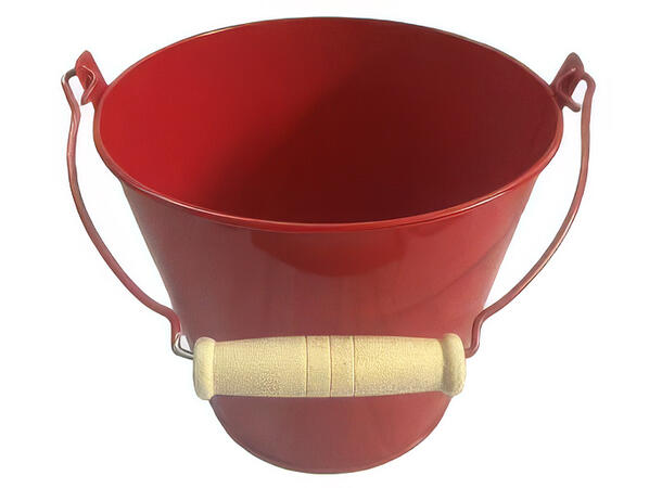 Blomsterpotte metall rød 12x11/20cm Med trehåndtak 