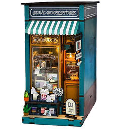 Book Nook Bokhandel 21x12,8x23,4cm MDF papir stoff LED lys uten batteri