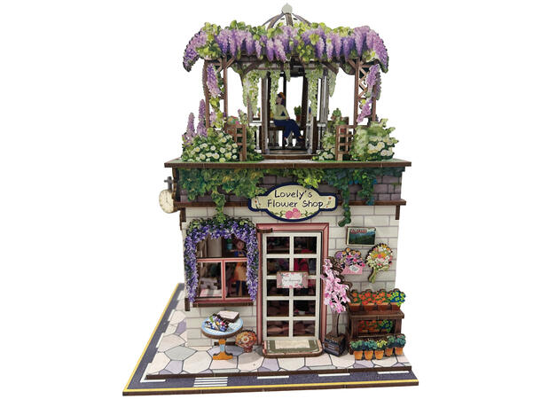 Book Nook minihus Blomster 243 deler Med Led-lys, uten batteri 