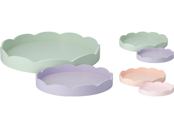 Brett pastell mdf/bølgekant 2ass s/2 30x4cm 38x5cm grønn/rosa, fersken/lilla 