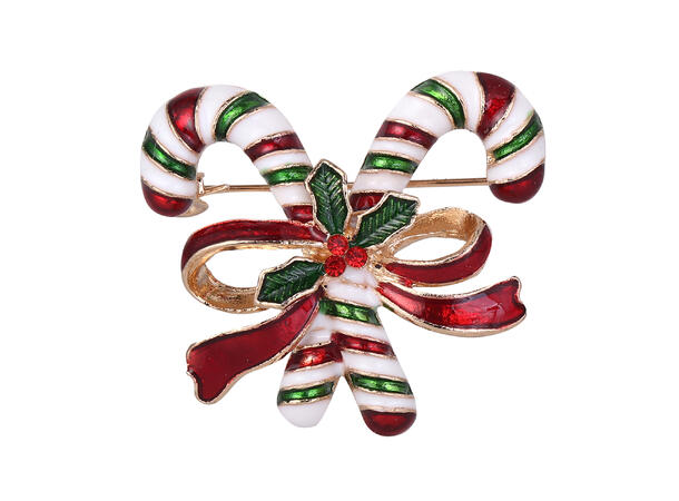 Brosje Julesnop metall i gaveeske Sink uten kadmium, nikkel, bly 