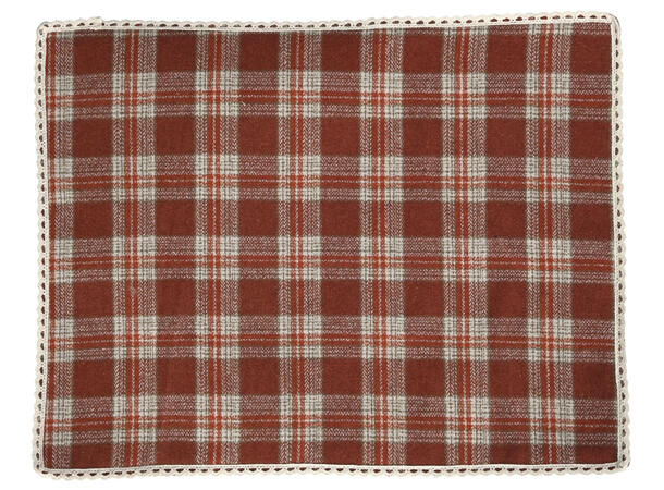 Dekkebrikke rød beige rutet 45x35cm 