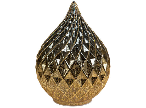 Dråpe glass LED rutet gull/glitter 20cm Batteri: 3x2AA 