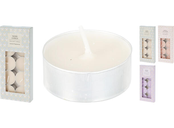 Duft telys sett 10 stk 3,7x1,5 cm 4ass Duft vanilje rose etc Brenntid 3,5t 