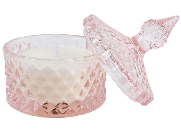 Duftlys rosmarin/musk glass 8,5x8,5x10cm Forpakning 12stk 