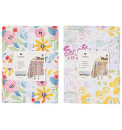 Duk 130x180cm lin-look blomstret 2ass 100% polyester, vannavstøtende