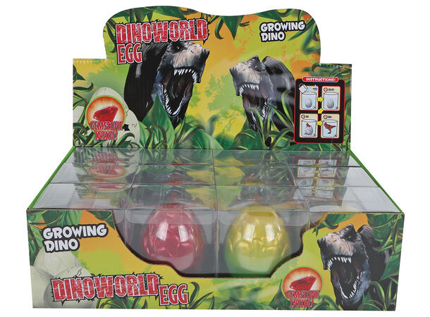 Egg med voksende dinosaur 6cm 3ass Display 12 stk 