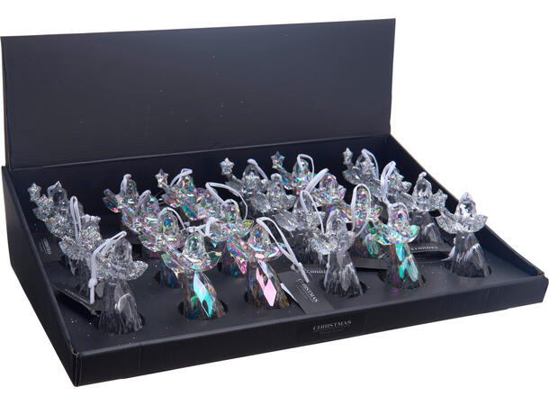 Engel henge klar akryl PE 11cm 2ass Display 24stk 