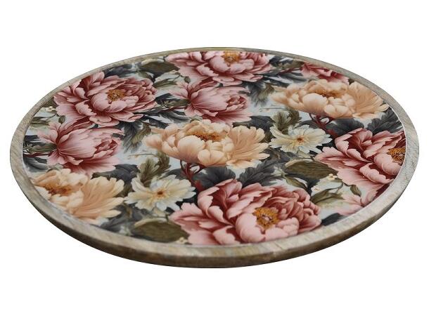 Fat rosa blomstret mangotre 30x30x1cm 