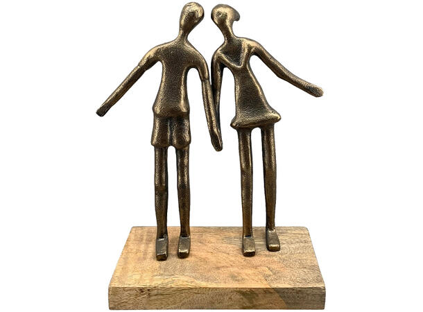 Figur par gull metall/tre 20x8x25cm Forpakning 2stk 