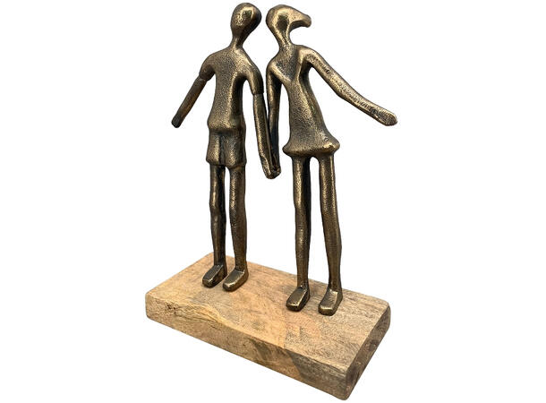 Figur par gull metall/tre 20x8x25cm Forpakning 2stk 