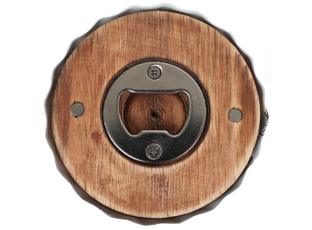 Flaskeåpner glassbrikke 9cm metall/tre 