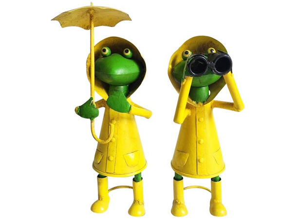 Frosk stående gul metall 30-33cm 2ass 14x13x33cm / 13x11x30cm,Forpakn.8stk 