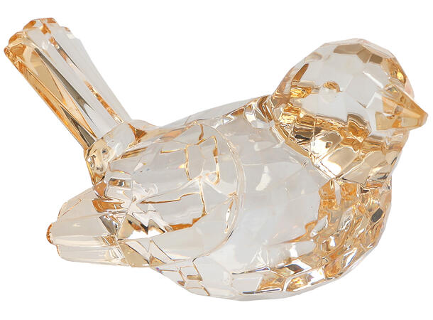 Fugl amberfarget akryl 8,5x5,5x5cm 3ass Forpk 18stk 