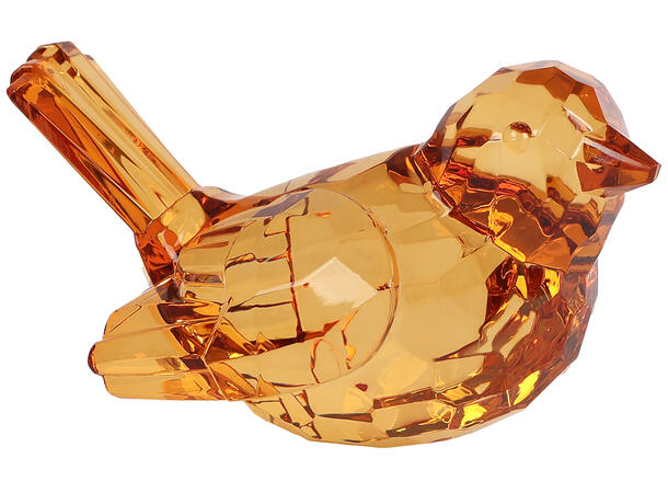 Fugl amberfarget akryl 8,5x5,5x5cm 3asx Forpk 18stk 