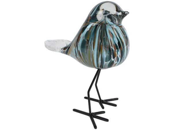 Fugl blått glass på fot 14,5x8,5x16cm Forpakning 12stk 