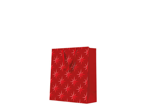 Gavepose Stjerne rød utstanset 20x10x25 Premium 210gsm papirkvalitet 