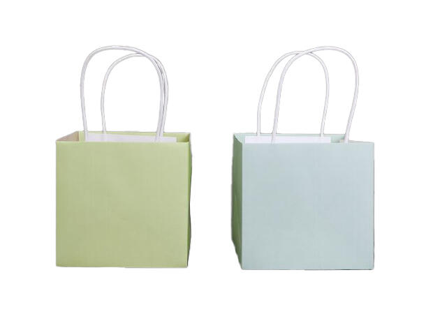 Gavepose grå/grønn 12x12x12cm 2ass Gavepose til blomster av papir 