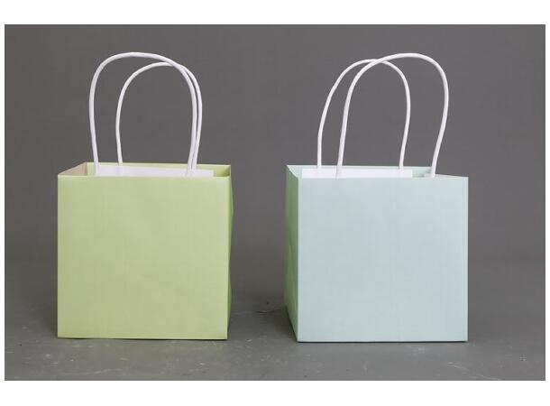 Gavepose grå/grønn 12x12x12cm 2ass Gavepose til blomster av papir 