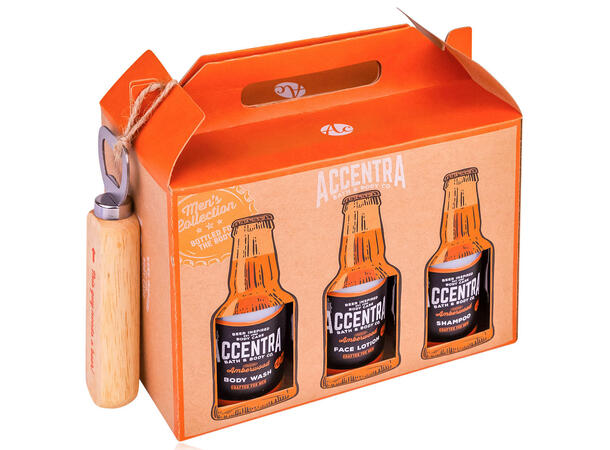 Gavesett 6 deler velvære m/flaskeåpner Amberwood Vegansk Uten parabener/SLES 