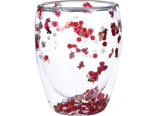 Glass krus dobbel vegg m/hjerter i 2ass Forpk 12stk Vol 350ml 9x11cm Vekt 168gr 