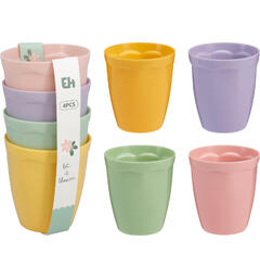 Glass pastell av PP 4stk 300ml 4ass Forpk 24stk Volum 300ml 8,2x9cm Vekt 43g