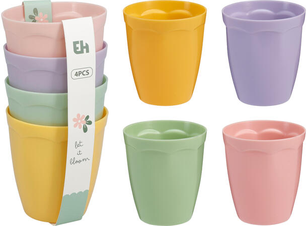 Glass pastell av PP 4stk 300ml 4ass Volum: 300ml 8,2x9cm Vekt: 43g 