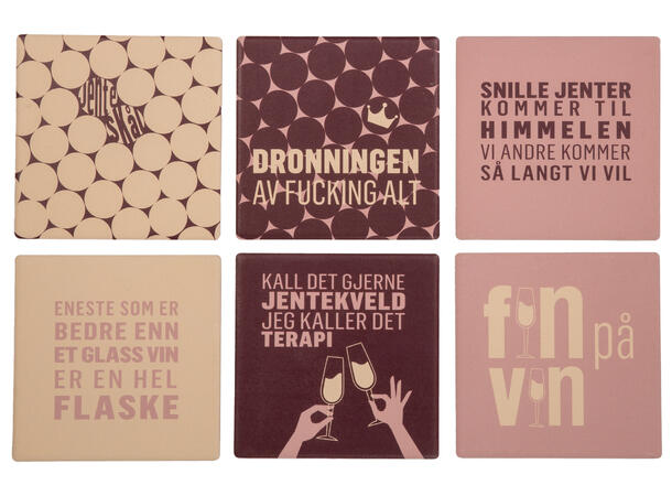 Glassbrikke keramikk Rosa Jenter 10cm m/pute. 10x10cm.6 ass. 36 stk i display 