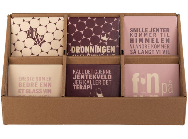 Glassbrikke keramikk Rosa Jenter 10cm m/pute. 10x10cm.6 ass. 36 stk i display 