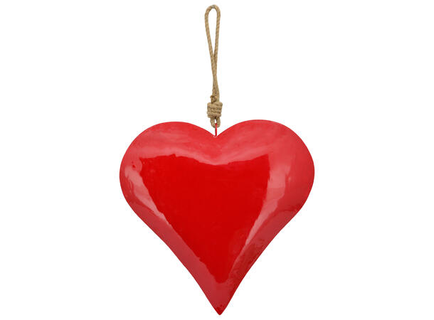 Hjerte rødt metall m/tau 12,5x2x12,5cm 