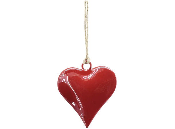 Hjerte rødt metall m/tau 5x5cm Forpakning 96stk 