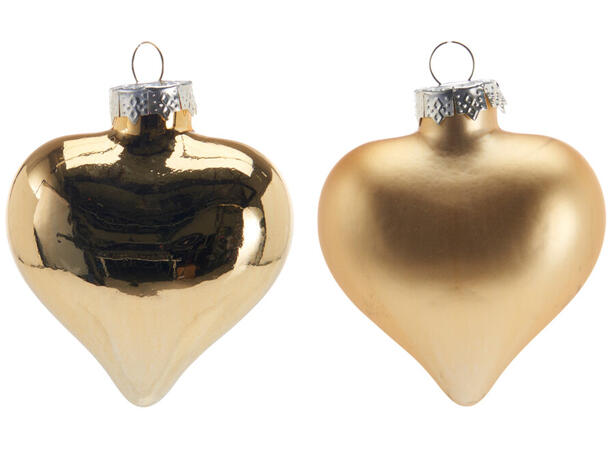 Hjerter glass gull 7,5cm 9stk Matt/blank 9 stk i eske/på brett 