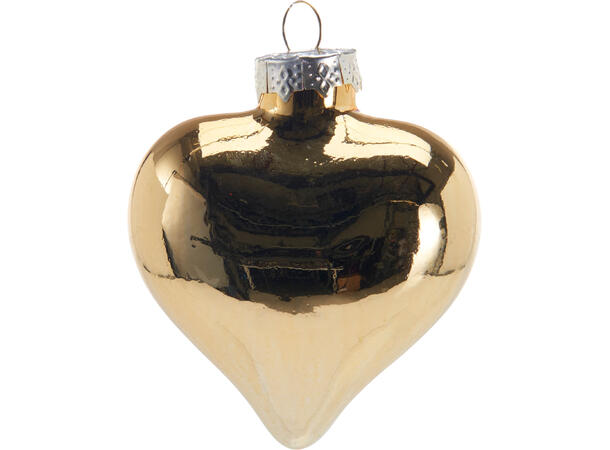 Hjerter glass gull 7,5cm 9stk Matt/blank 9 stk i eske/på brett 