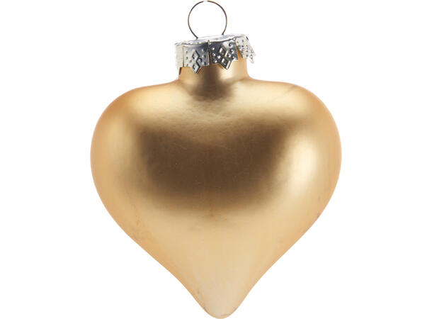 Hjerter glass gull 7,5cm 9stk Matt/blank 9 stk i eske/på brett 