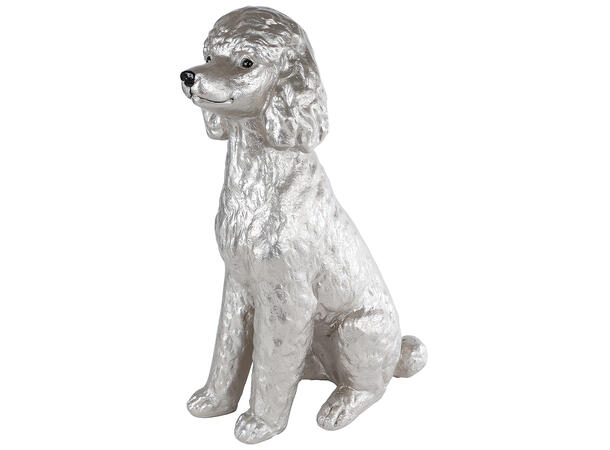Hund Puddel shiny sølv 36,5x19,5x52,5cm 