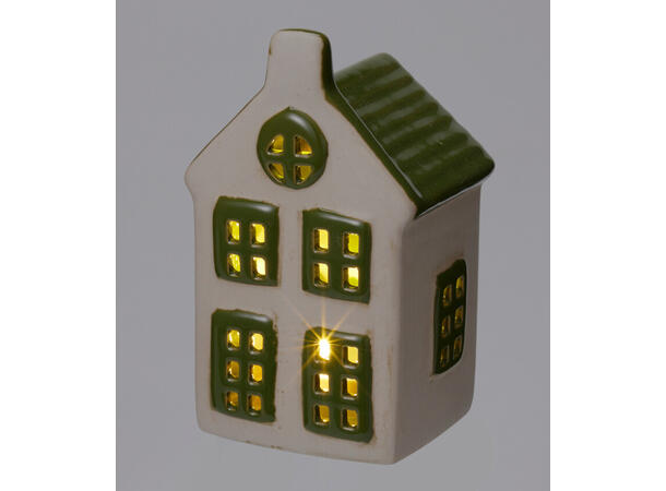 Hus LED porselen 6,5x11,5cm 4ass 