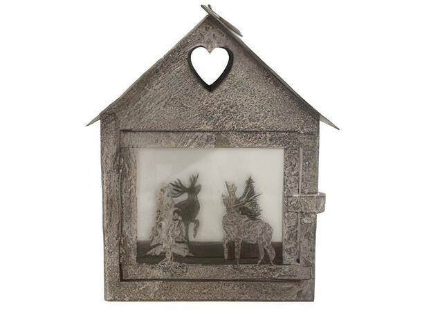 Hus brunlig metall 18,8x11,2x27cm Til telys og led telys 