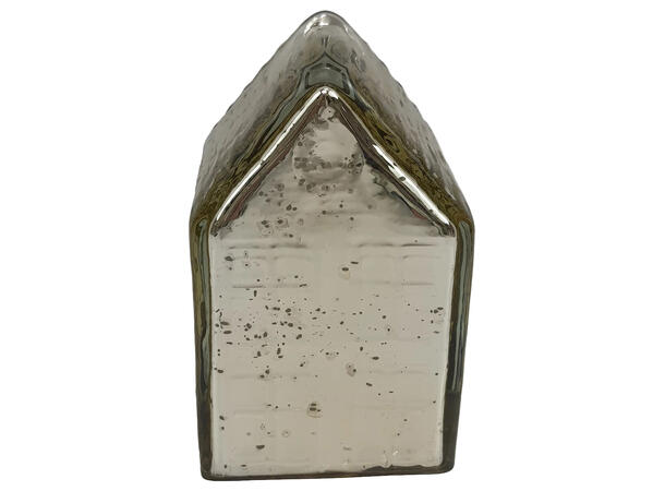 Hus dekorhus av glass gull 9x9x14,5 cm 