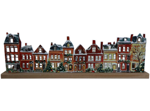 Hus telysholder glass metall 23x8x14cm 