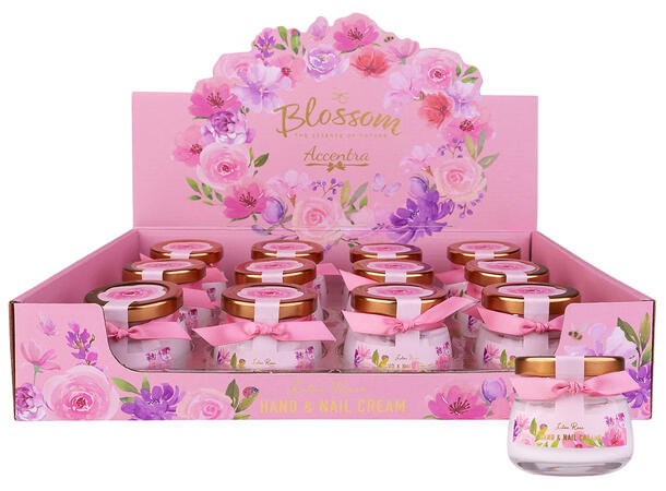 Hånd- og neglkrem Blossom 30ml glass Display 12stk Vegansk Uten mineralolje 