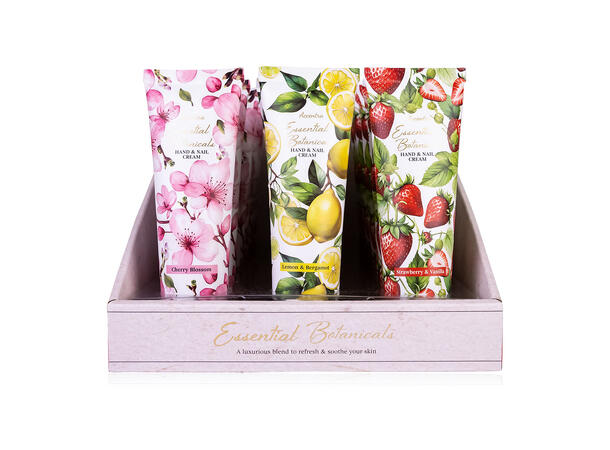 Hånd-neglkrem 60ml tube 3ass dufter Display 18 stk Vegansk U/mineralolje 