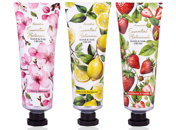 Hånd-neglkrem 60ml tube 3ass dufter Display 18 stk Vegansk u/mineralolje 