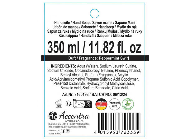 Håndsåpe Keramikk Isbjørn 350ml Duft: Peppermynte Vegansk Uten SLES 